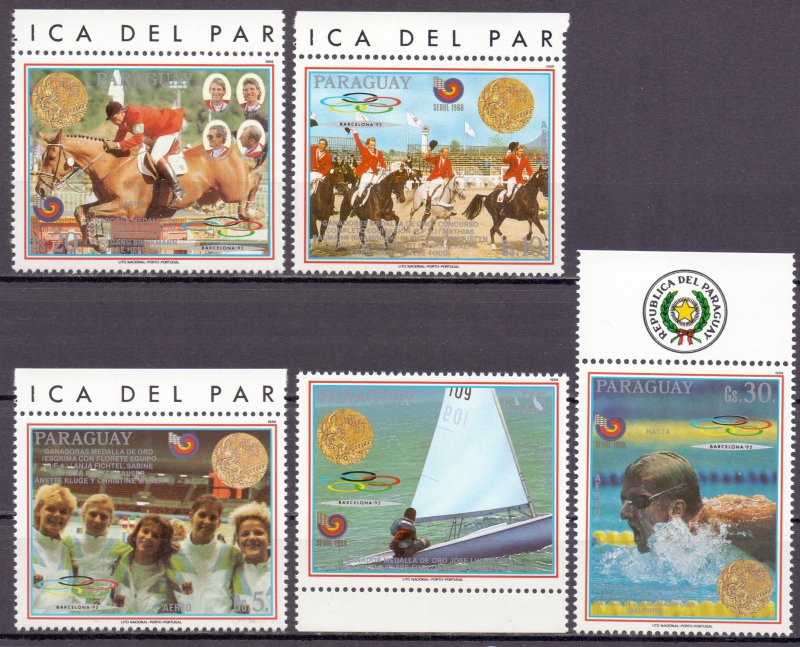 Paraguay. 1989. 4304-8 BL456 KLB 4308. Sport. MNH.