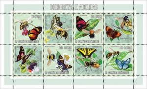 SAO TOME E PRINCIPE 2006 SHEET BUTTERFLIES BEES INSECTS st6204a