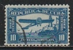 1935 Cuba - Sc E7 - used VF - 1 single - Airplane and Morro Castle