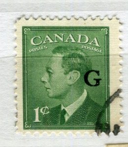 CANADA; 1950s early GVI Official ' G ' Optd. fine used 1c. value