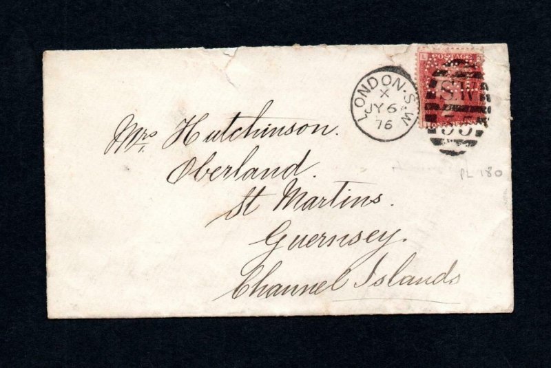 PENNY RED PLATE 186 USED ON COVER WITH 'A&NCSL' PERFIN