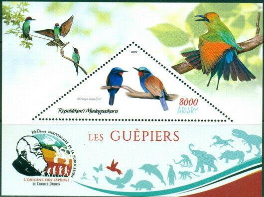 BEE EATERS BIRDS FAUNA CHARLES DARWIN MADAGASCAR 2019 MNH STAMP SET 4 SHEETS