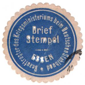 (I.B) Germany (Great War) Cinderella : War Ministry Seal (Essen)
