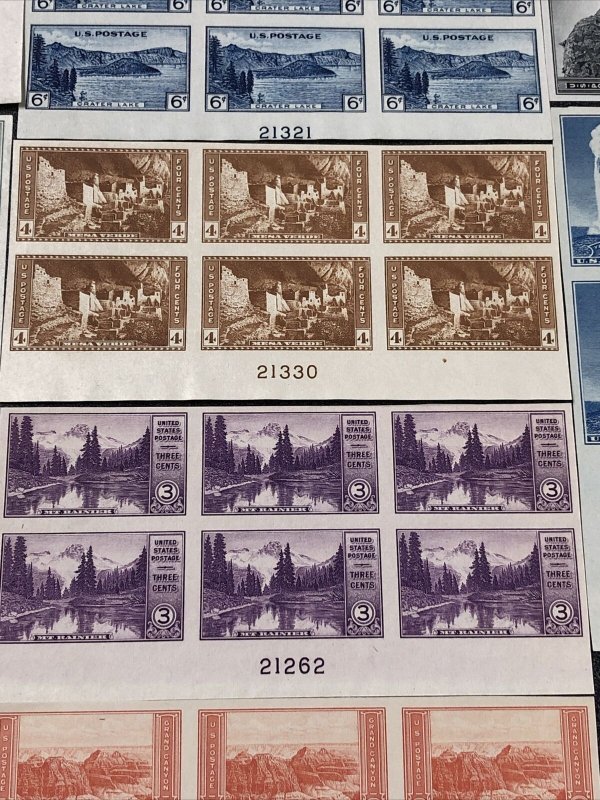 US 756-65 National Parks 1C Thru 10C Farley Imperf Plate Block Of 6 No Gum 