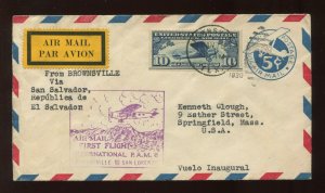 C10a GUIDELINE STAMP USED ON 1930 PANAM FAM 8 BROWNSVILLE TO SAN SALVADOR LV 561