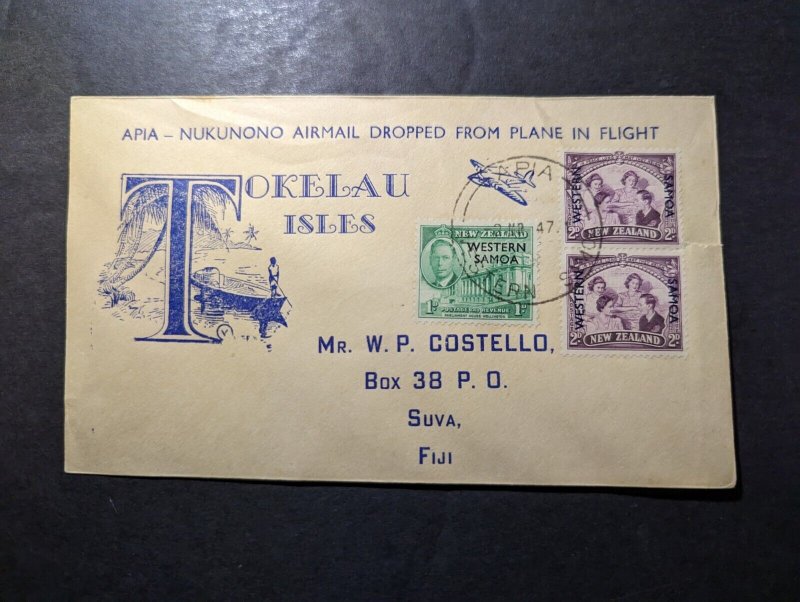 1947 Western Samoa Airmail Cover Apia to Suva Fiji