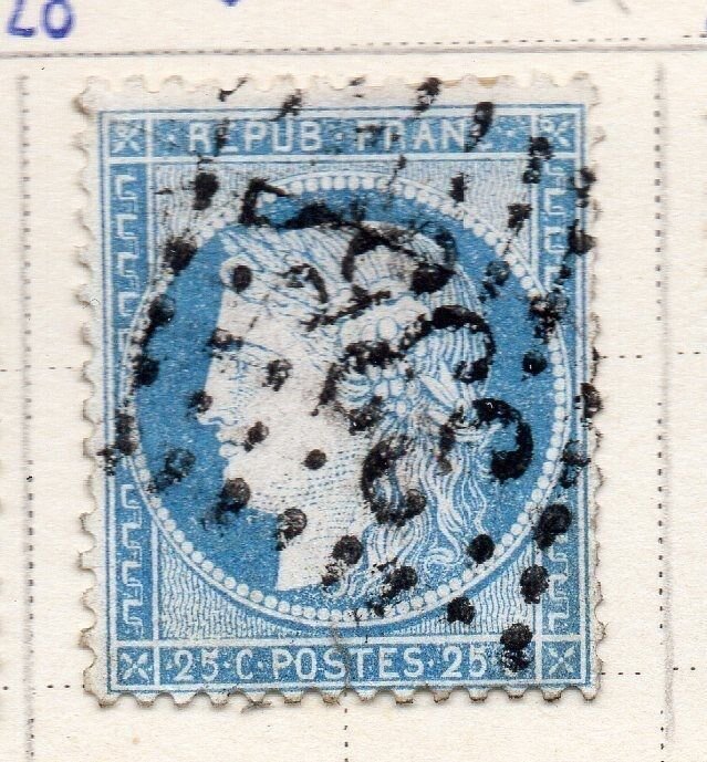 France 1870s Ceres Issue 25c. Fine Used Grands Chiffres 335 109042