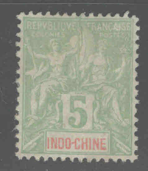 French Indo-China Scott 7 MH* 1900 Yellow Green Navigation and Commerce