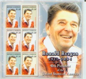 Antigua, Ronald Reagan  S/S 6,  (Anti2814*