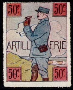 1914 WW One France Delandre Poster Stamp 50th Artillery Regiment Unused