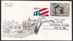 1990 Federal Duck Stamp Sc RW57 $12.50 FDC with JB cachet (N3