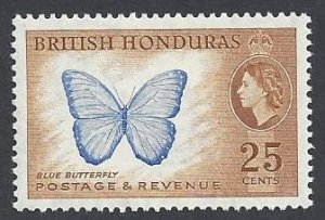 British Honduras #151 mint, blue butterfly, Issued 1953