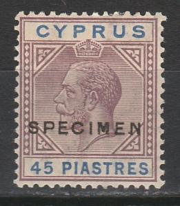 CYPRUS 1921 KGV SPECIMEN 45PI WMK MULTI SCRIPT CA 