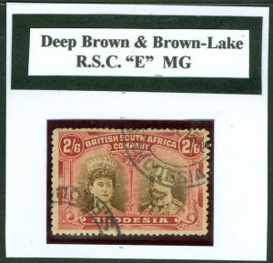 SG 155 Rhodesia 1910-13 (R.S.C. 'E') 2/6 deep brown & brown-lake. Fine used