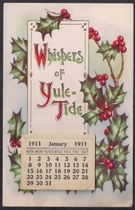 Christmas Calendar Card 1910 card for 1911 MINT PPC very scarce item!