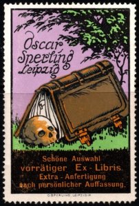 1910 German Poster Stamp Oscar Sperling Manufacturer Death's Head Unused