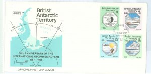 British Antarctic Territory 141-44 1987 30th anniv of the International Geophysical Year (1957-58) set of 4 on a cacheted unaddr