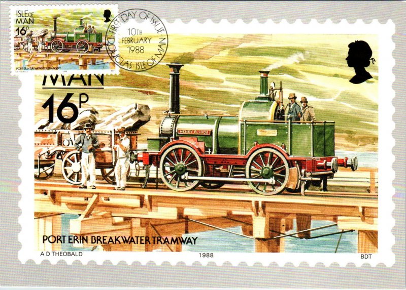 Isle of Man 347-358 Trams Trains Set of Twelve Maxi Cards U/A FDC