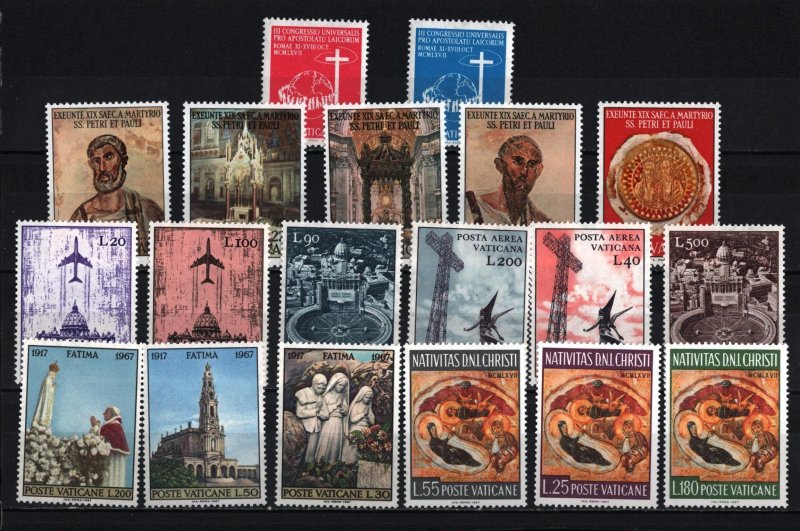 VATICAN 1967 COMPLETE YEAR SET OF 19 STAMPS MNH