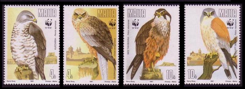 Malta WWF Migratory Birds of Prey 4v SG#898-901 SC#779-782 MI#864-867