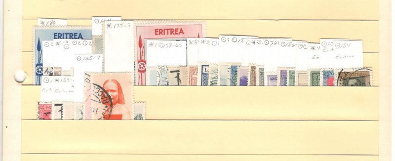 ERITREA COLLECTION ON STOCK SHEET, MINT/USED