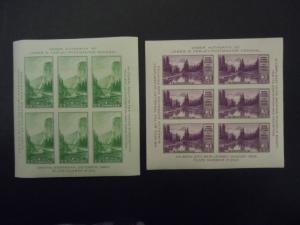 1934 #750 #751 Yosemite & Mt. Rainier Souvenir Sheets MNH OG VF CV $50.00