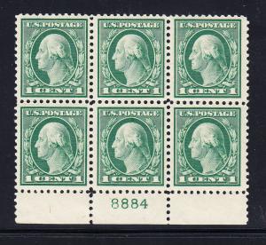 U.S. #498 VF/NH plate block