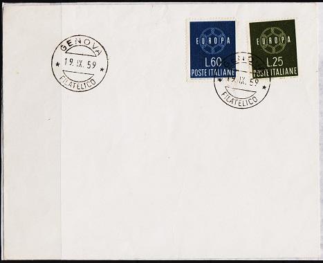 Italy. 1959 FDC. S.G.1012/1013. Fine Used