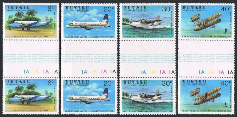 Tuvalu 142-145 gutter,MNH.Michel 129-132. Aviation anniversaries 1980.