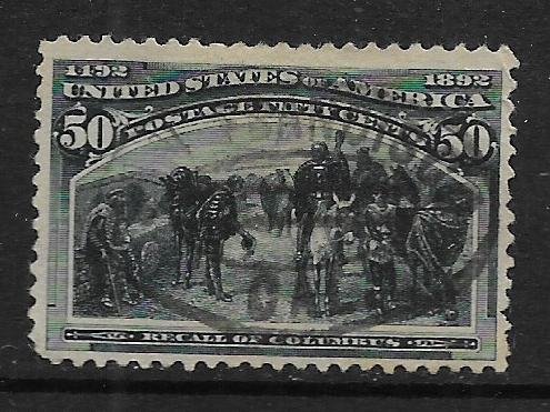 US 240   USED,  RECALL OF COLUMBUS ISSUE 1893