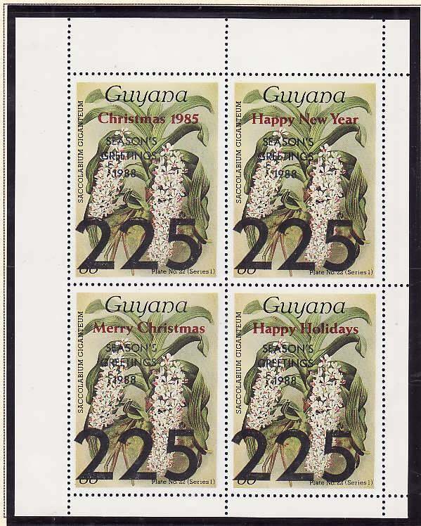 Guyana-Sc#1979- id9-unused NH sheet-Christmas-Flowers-Orchids-1988-