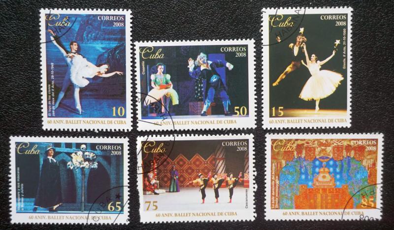 CUBA Sc# 4839-4844.  CUBAN NATIONAL BALLET Cpl set of 6 used / cancelled 2008