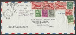 DATED 1947 COVER PREXIES&AIRMAIL PAYS 50c DOUBLE RATE TO BAHRAIN ARABIA SEE INFO