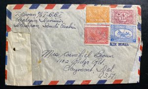 1930s Dhanram Saudi Arabia Airmail Cover to Claymont DL USA