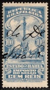 1936 Brazil Local Revenue State of Bahia 100 Reis Stamp Duty Used