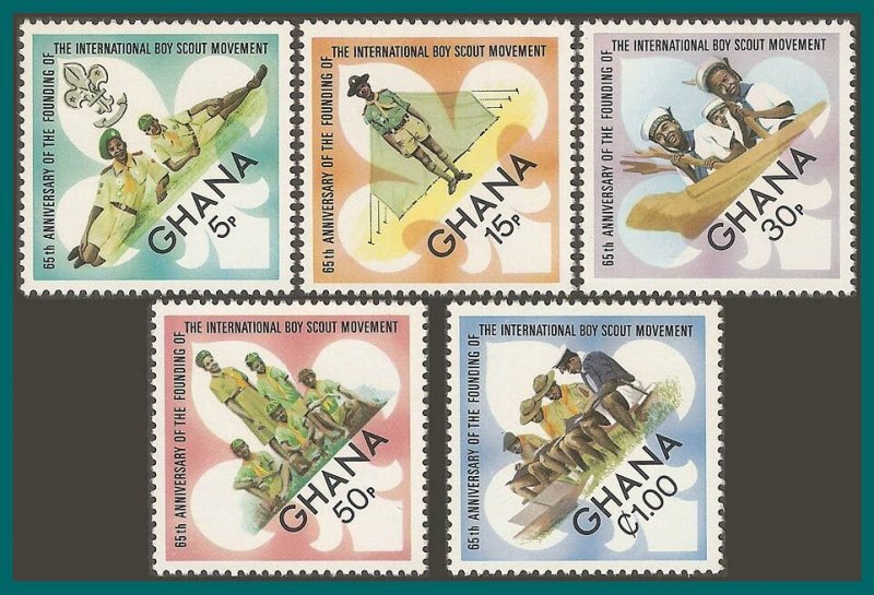Ghana 1972 Boy Scouts, mint 460-464,SG646-SG650