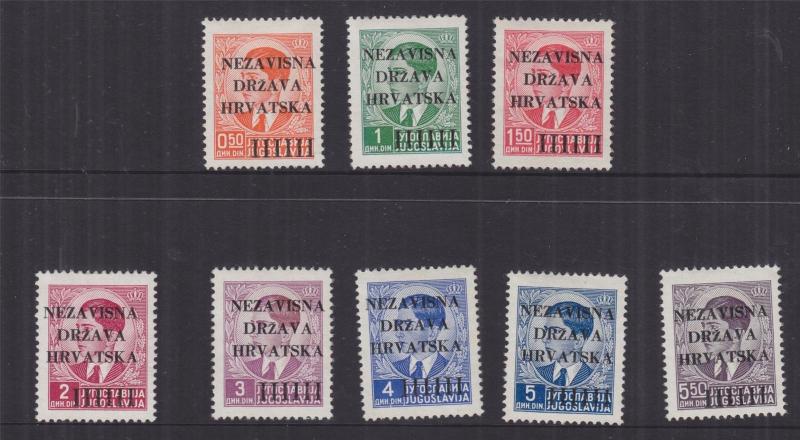 CROATIA, 1941 overprint set of 8, lhm.