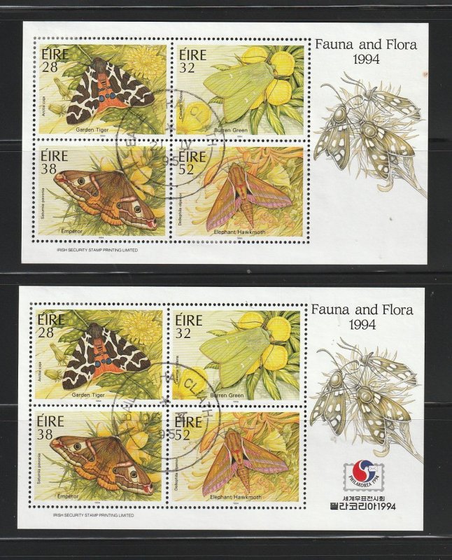 Ireland 934a-934b Souvenir Sheets Set U Insects Moths