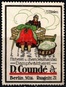 Vintage Germany Poster Stamp D. Coundé Dyeing, Chemical And Steam Washing