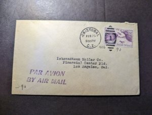 1935 USA Canal Zone Airmail Cover Cristobal CZ to Los Angeles CA
