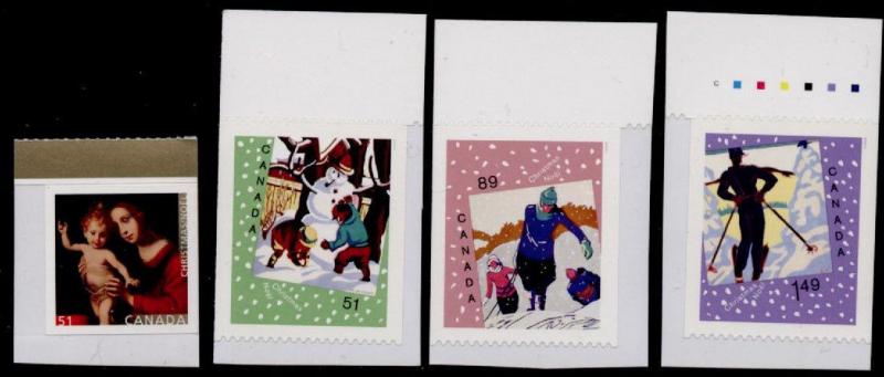 Canada 2183-6 MNH Christmas, Madonna & Child, Snowman, Skiing