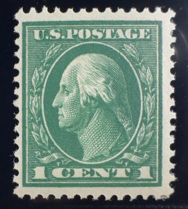 US Scott #405 Dark Green Mint OG NH Lite thin F