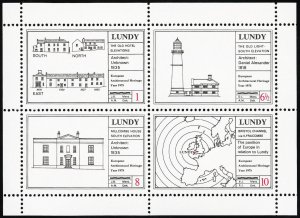 Lundy Islands Stamps MNH VF 1975 Heritage Architecture Souvenir Sheet