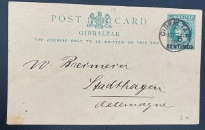 1889 Gibraltar Postal Stationery Postcard Cover To Stadthagen Germany