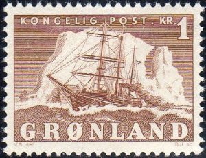 Greenland 36 - Mint-NH - 1k Polar Ship Gustav Holm (1950) (cv $16.00)