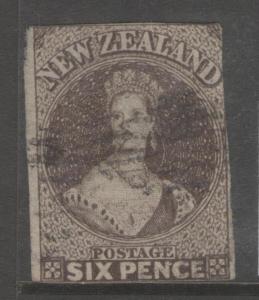 NEW ZEALAND SG85 1862 6d BLACK-BROWN USED