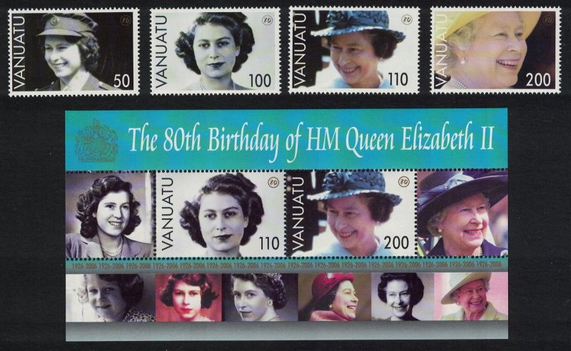 Vanuatu 80th Birthday of HM Queen Elizabeth II 4v+MS 2006 MNH SG#962-MS966