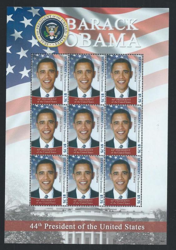 ST. VINCENT SC# 3650 MINI SH/9 VF/MNH 2009