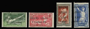 Lebanon #18-21 Cat$130, 1924 Grand Liban Surcharges, set of four, hinged