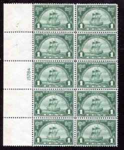 #614 1c Huguenot-Walloon GIANT Plate Block of 10 - NH ⭐⭐⭐⭐⭐
